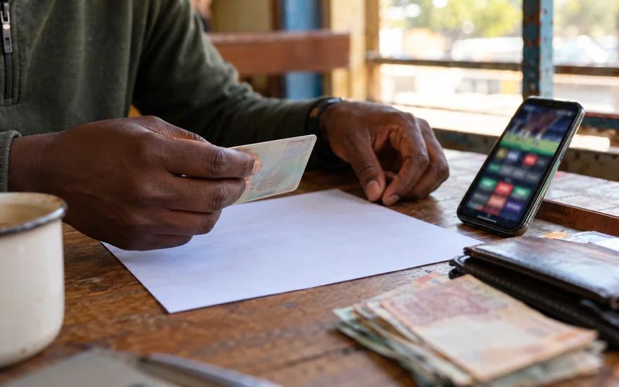 is betpawa legal in zambia research scene with an unreadable identity card, blurred betting phone screen and unmarked casino chips on a local counter.