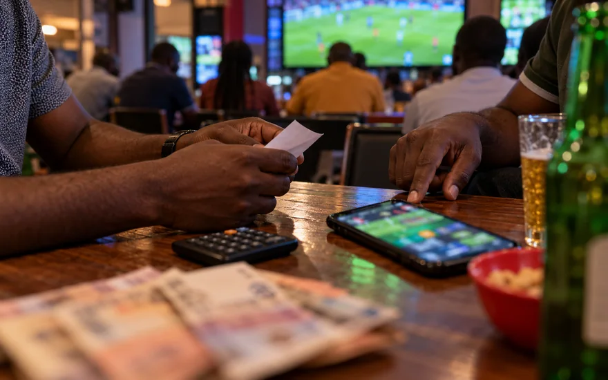 betPawa bonus illustrated by a coupon calculation beside a sports betting phone.
